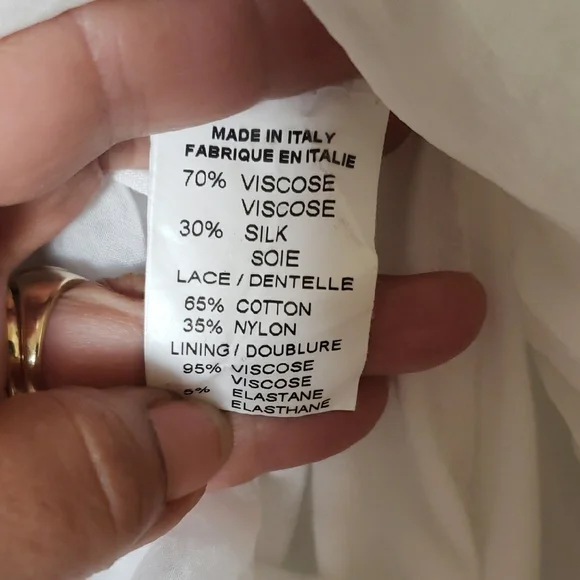 Bellambra White Ruffled 3/4 Sleeve Blouse,made ITALY - Picture 7 of 7